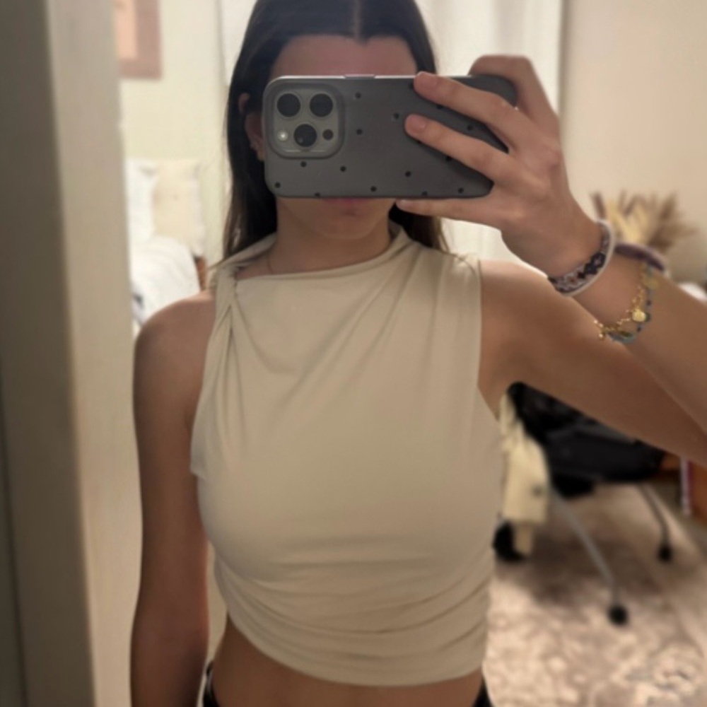 Cream Sleeveless Top